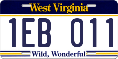 WV license plate 1EB011