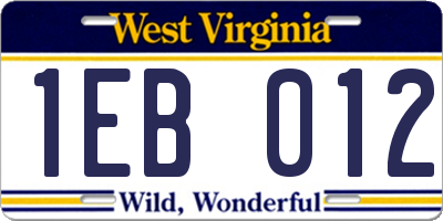 WV license plate 1EB012