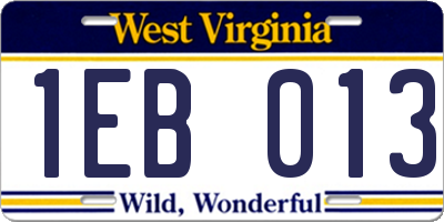 WV license plate 1EB013