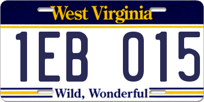 WV license plate 1EB015