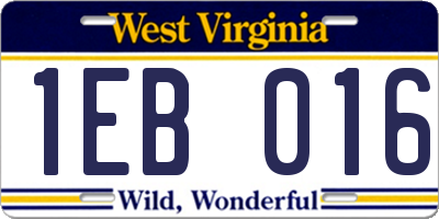 WV license plate 1EB016