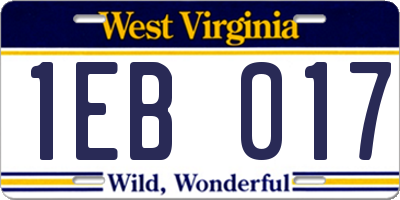 WV license plate 1EB017