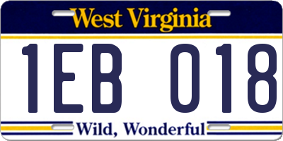 WV license plate 1EB018