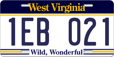 WV license plate 1EB021