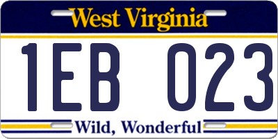 WV license plate 1EB023