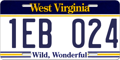 WV license plate 1EB024