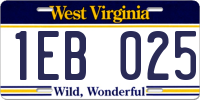 WV license plate 1EB025