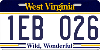 WV license plate 1EB026