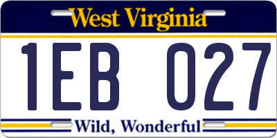 WV license plate 1EB027