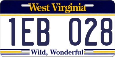 WV license plate 1EB028