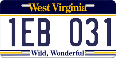 WV license plate 1EB031