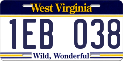 WV license plate 1EB038