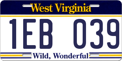WV license plate 1EB039