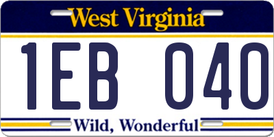 WV license plate 1EB040