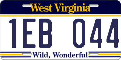 WV license plate 1EB044