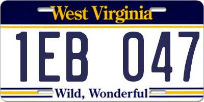 WV license plate 1EB047