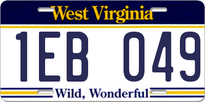 WV license plate 1EB049