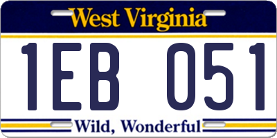 WV license plate 1EB051
