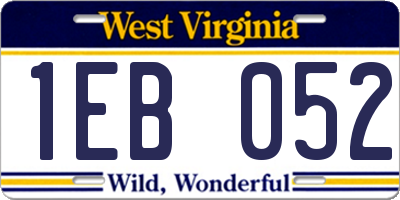 WV license plate 1EB052