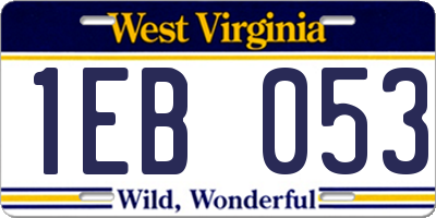 WV license plate 1EB053
