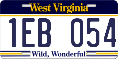 WV license plate 1EB054