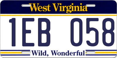 WV license plate 1EB058