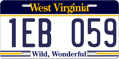 WV license plate 1EB059