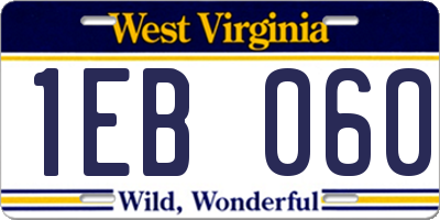 WV license plate 1EB060