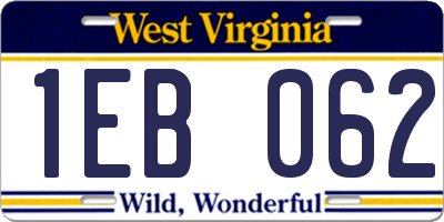 WV license plate 1EB062