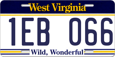 WV license plate 1EB066