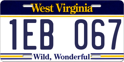 WV license plate 1EB067