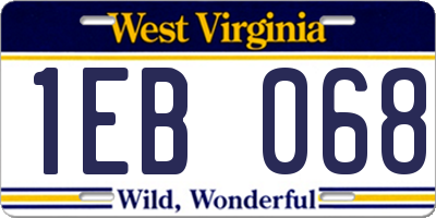 WV license plate 1EB068