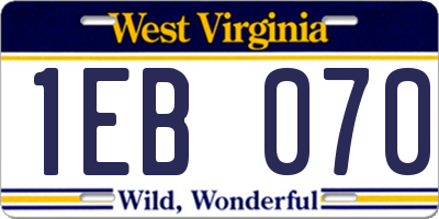 WV license plate 1EB070