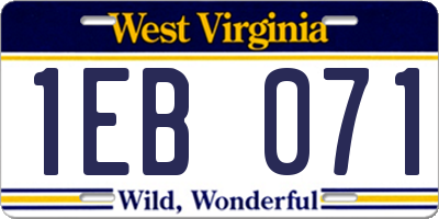 WV license plate 1EB071