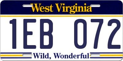 WV license plate 1EB072