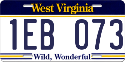 WV license plate 1EB073