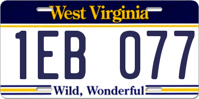 WV license plate 1EB077