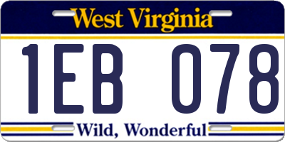 WV license plate 1EB078