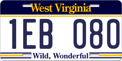 WV license plate 1EB080