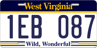 WV license plate 1EB087