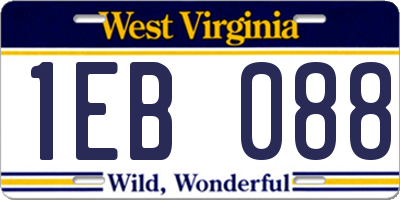 WV license plate 1EB088