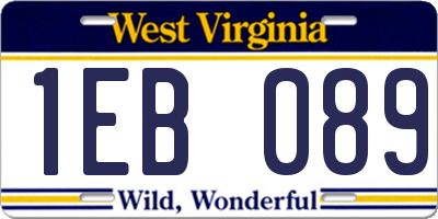 WV license plate 1EB089