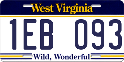 WV license plate 1EB093