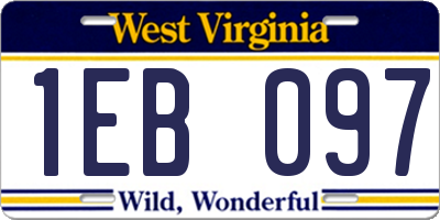 WV license plate 1EB097