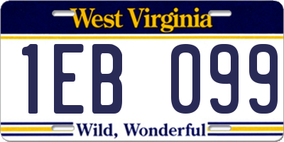 WV license plate 1EB099