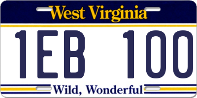 WV license plate 1EB100