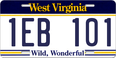WV license plate 1EB101