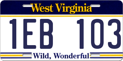 WV license plate 1EB103