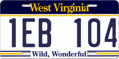 WV license plate 1EB104