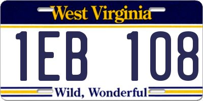 WV license plate 1EB108